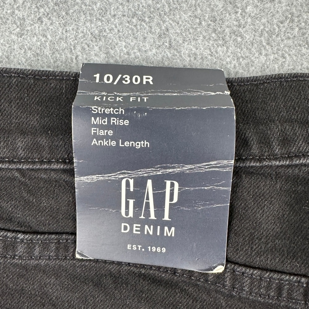 NEW Gap Jeans Women's 10/30R Black Kick Fit Flare Ankle Mid Rise Stretch Raw Hem - Picture 6 of 11